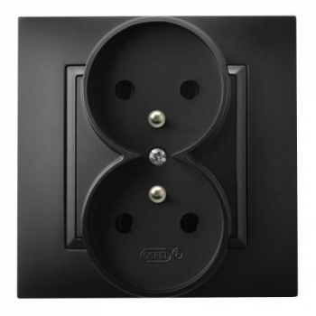 OSPEL ARIA CZARNY GP-2UZ/33 gniazdo x2 z/u z ramką-16664