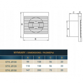 DOSPEL STYL 150S wentylator ścienny-17590