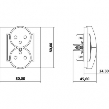 KARLIK MINI CZARNY 12MGPR-2zp gniazdo x2 z/u-18010