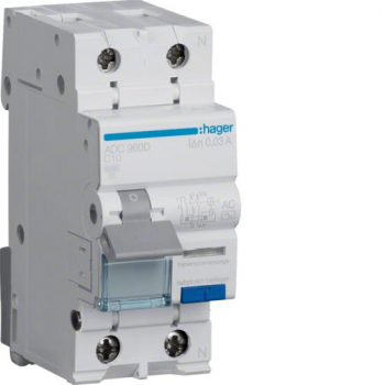 HAGER ADC960D wyłącznik kombinowany 2P C10A 30mA -18804