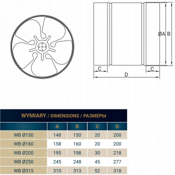 DOSPEL WB 315 wentylator osiowy kanałowy -18879