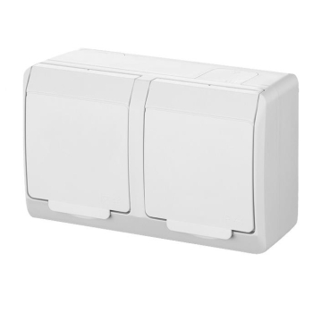 NASIELSK HERMES IP44 BIAŁY GNT-2x2P+Z gniazdo x2-22485