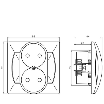 OSPEL AKCENT BRĄZ GP-2A/24 gniazdo x2 -22695