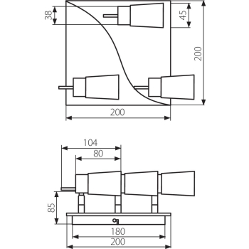 KANLUX GINA EL-3L oprawa sufitowa 3x40W kwadrat -23682