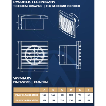 DOSPEL PLAY CLASSIC 100WCH wentylator ścienny-28877